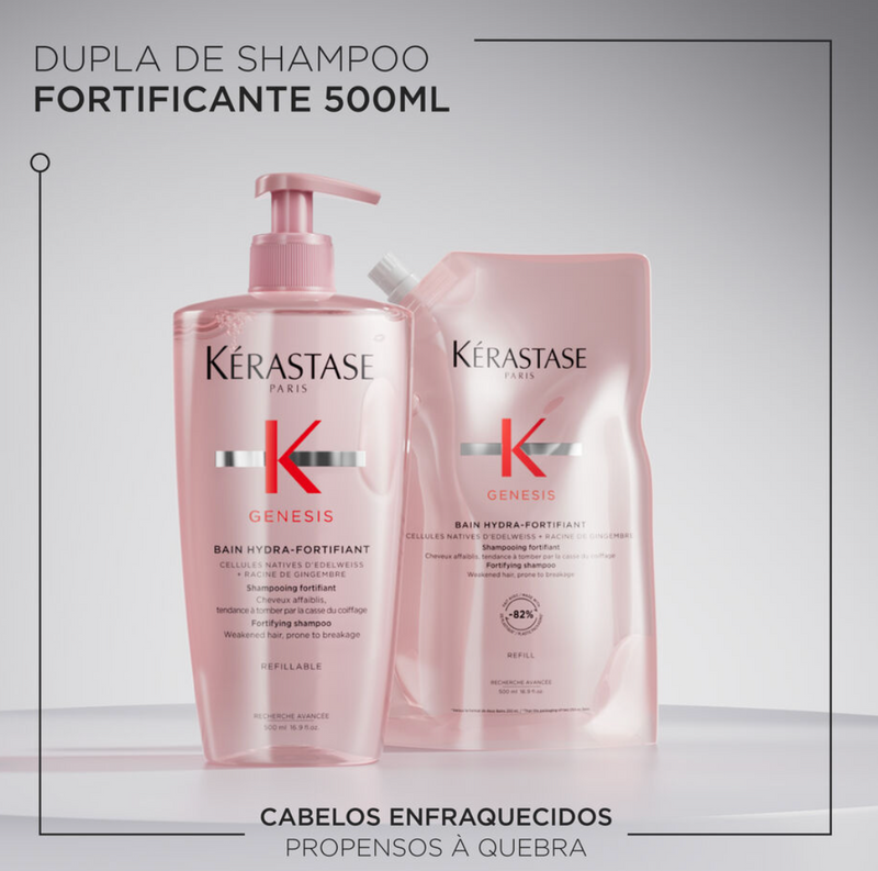 Kit kérastase shampoo bain hydra-fortifiant com refil