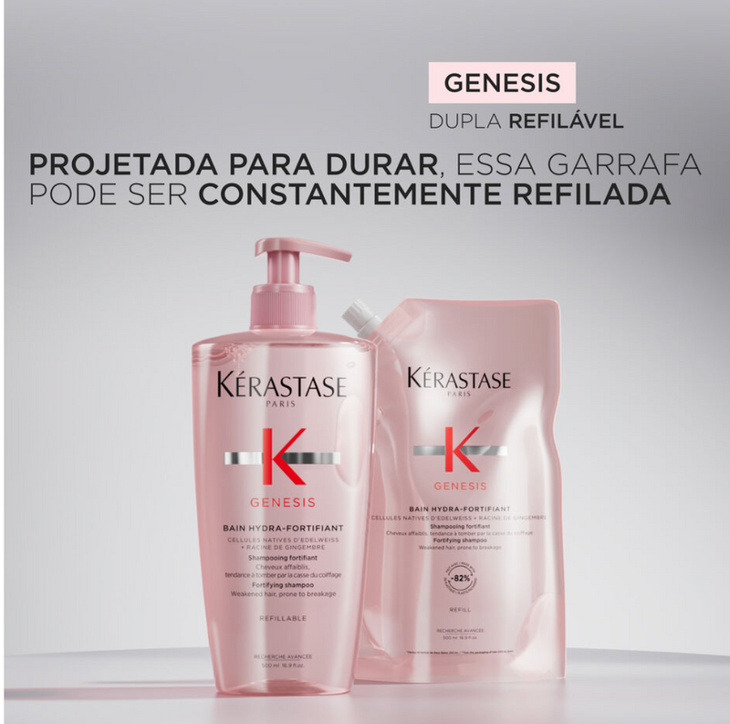 Kit kérastase shampoo bain hydra-fortifiant com refil